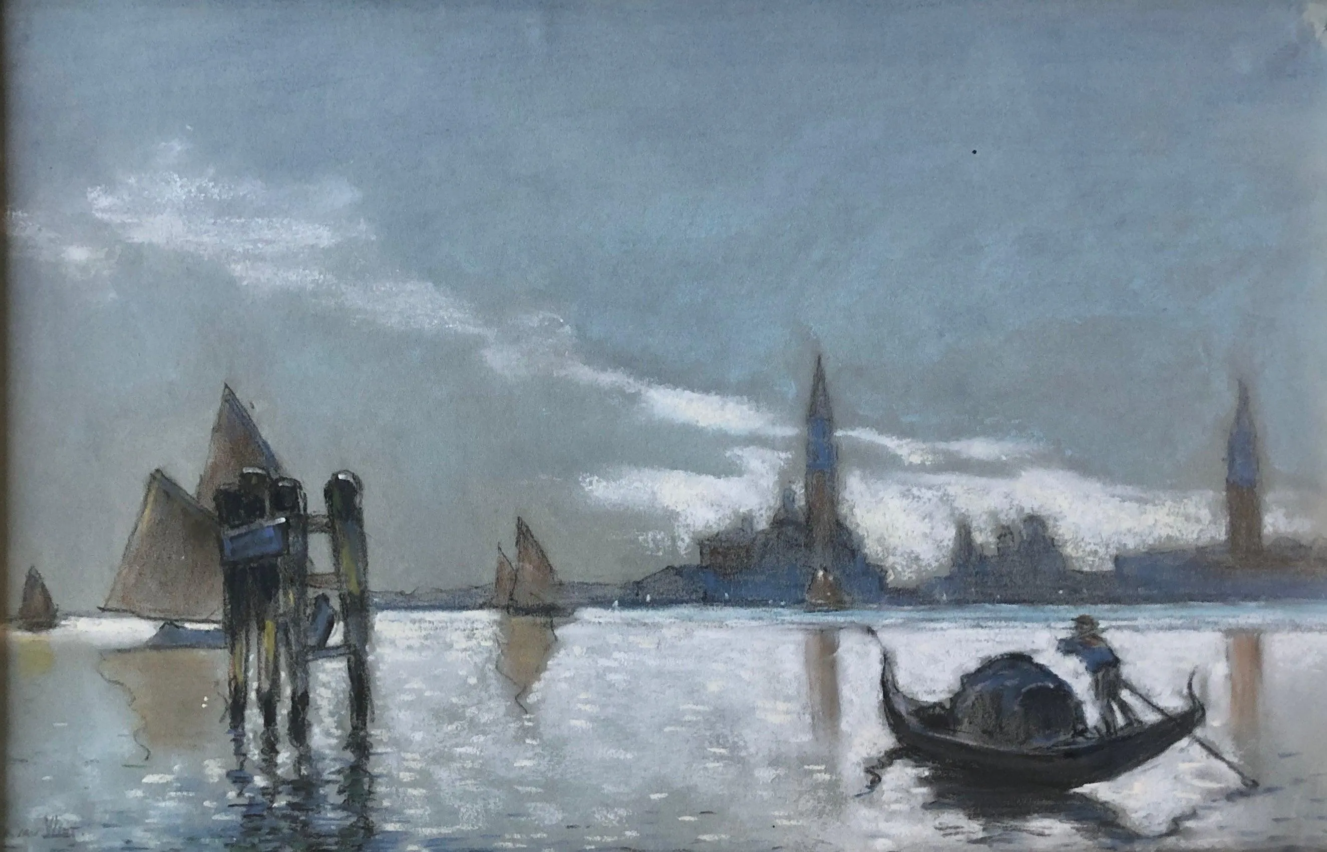 Gerard van Vliet, A Gondolier at Dusk on the Grand Canal in Venice