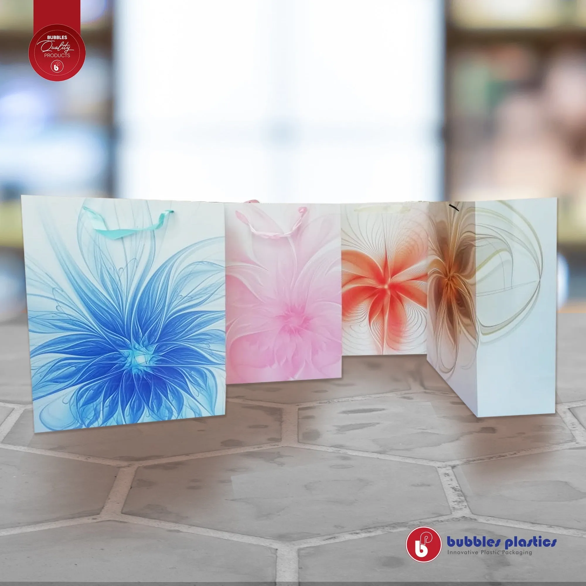 Gift Paper Bag Flower Print 26x32cm Medium