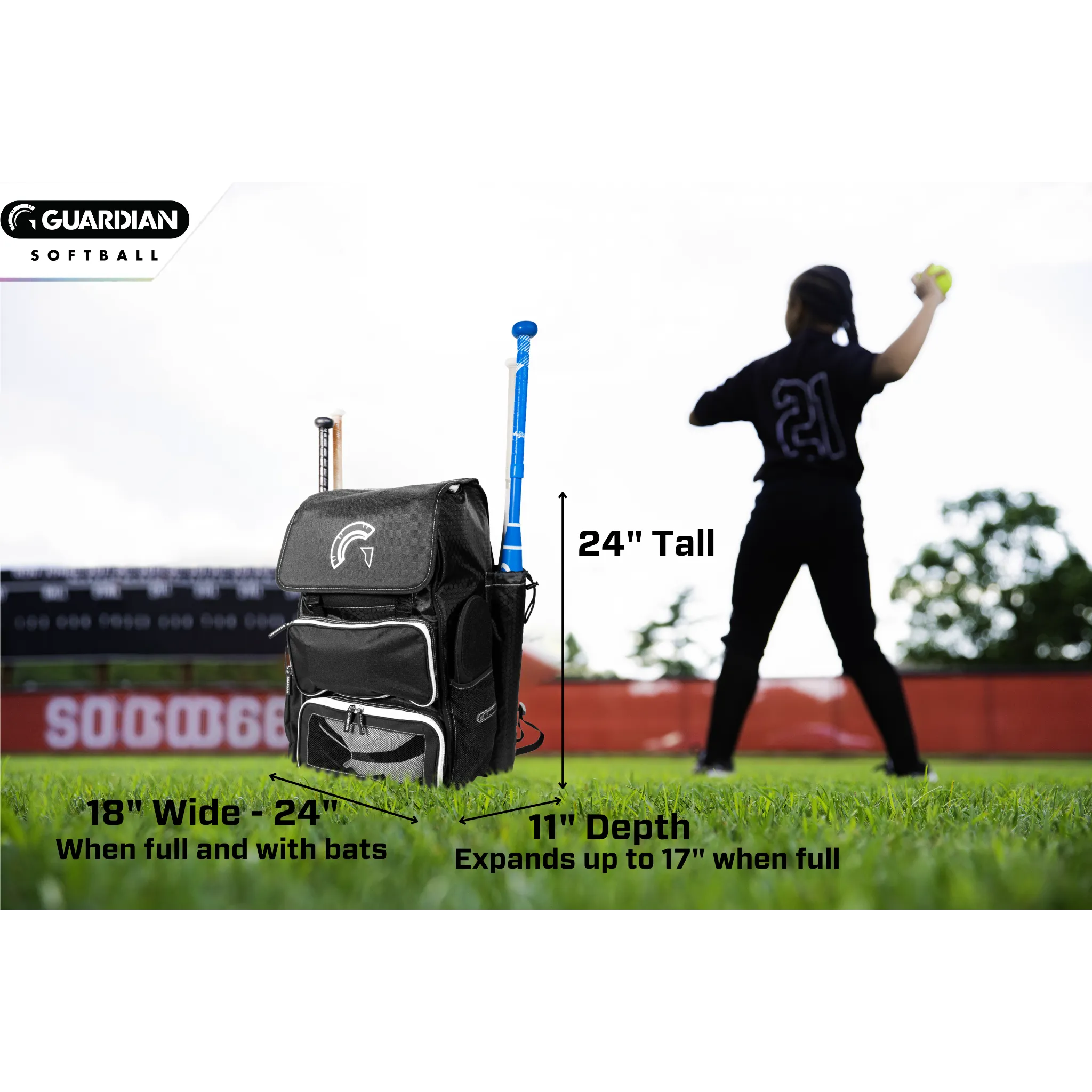 Guardian Baseball Diamond Series Baseball Softball Bag (Black/White)