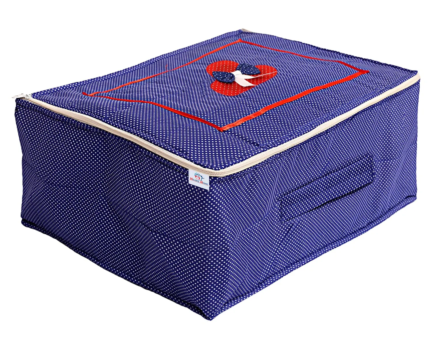 Heart Home Dot Printed Cotton Saree Cover, Clothes Organiser For Wardrobe, Storage Bag, Regular Clothes Storage Bag(Blue)-HS_38_HEARTH20965