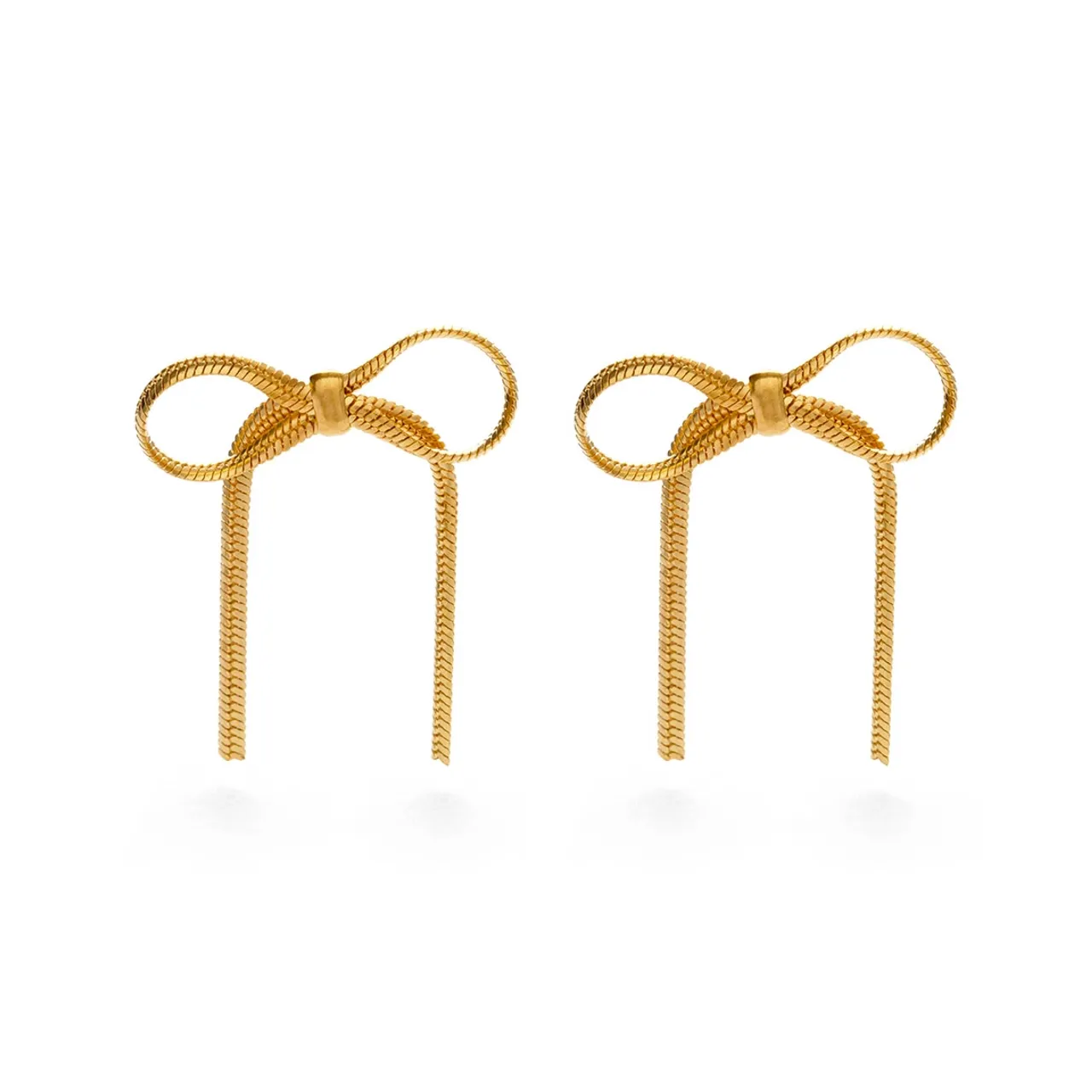 Herringbone Chain Bow Stud Earrings