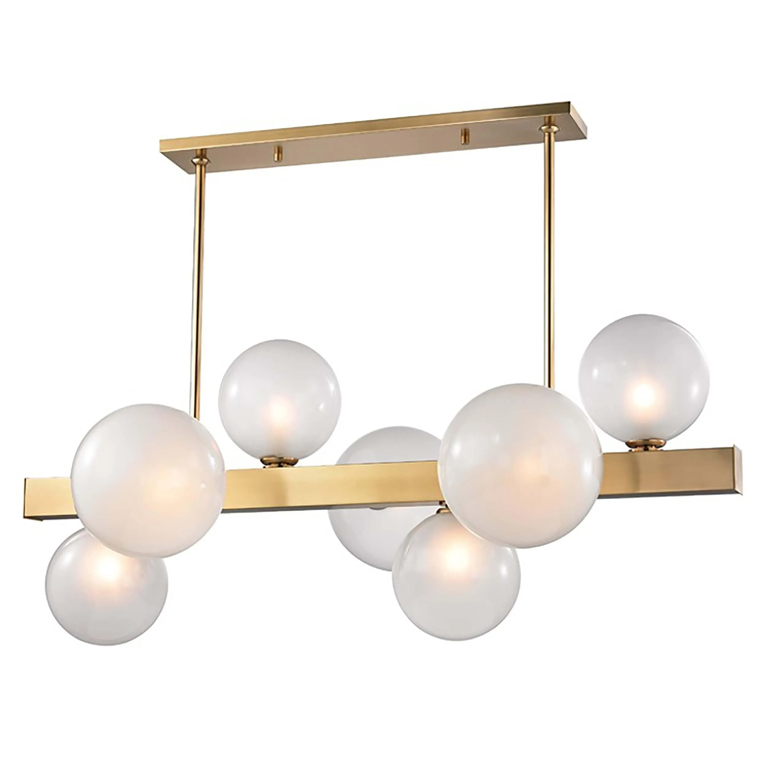 Hinsdale 7 Light Island, Aged Brass