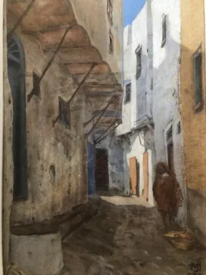 Jan van Ham, A Sunlit Street, possibly Morocco, pastel