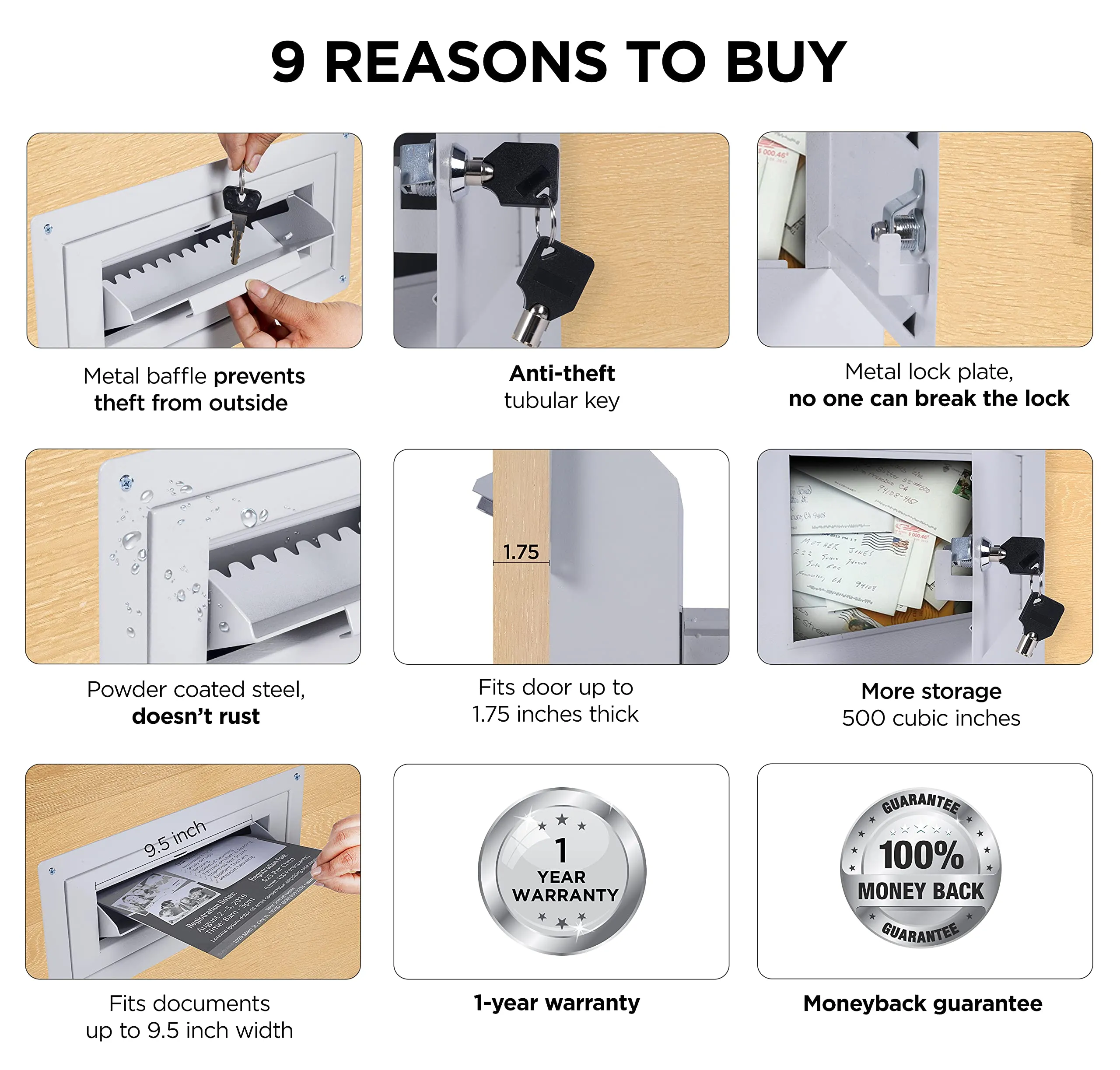 Key Drop Box Door Mail Slot Double Door Mailbox For Business Cash Box With Slot Tubular
