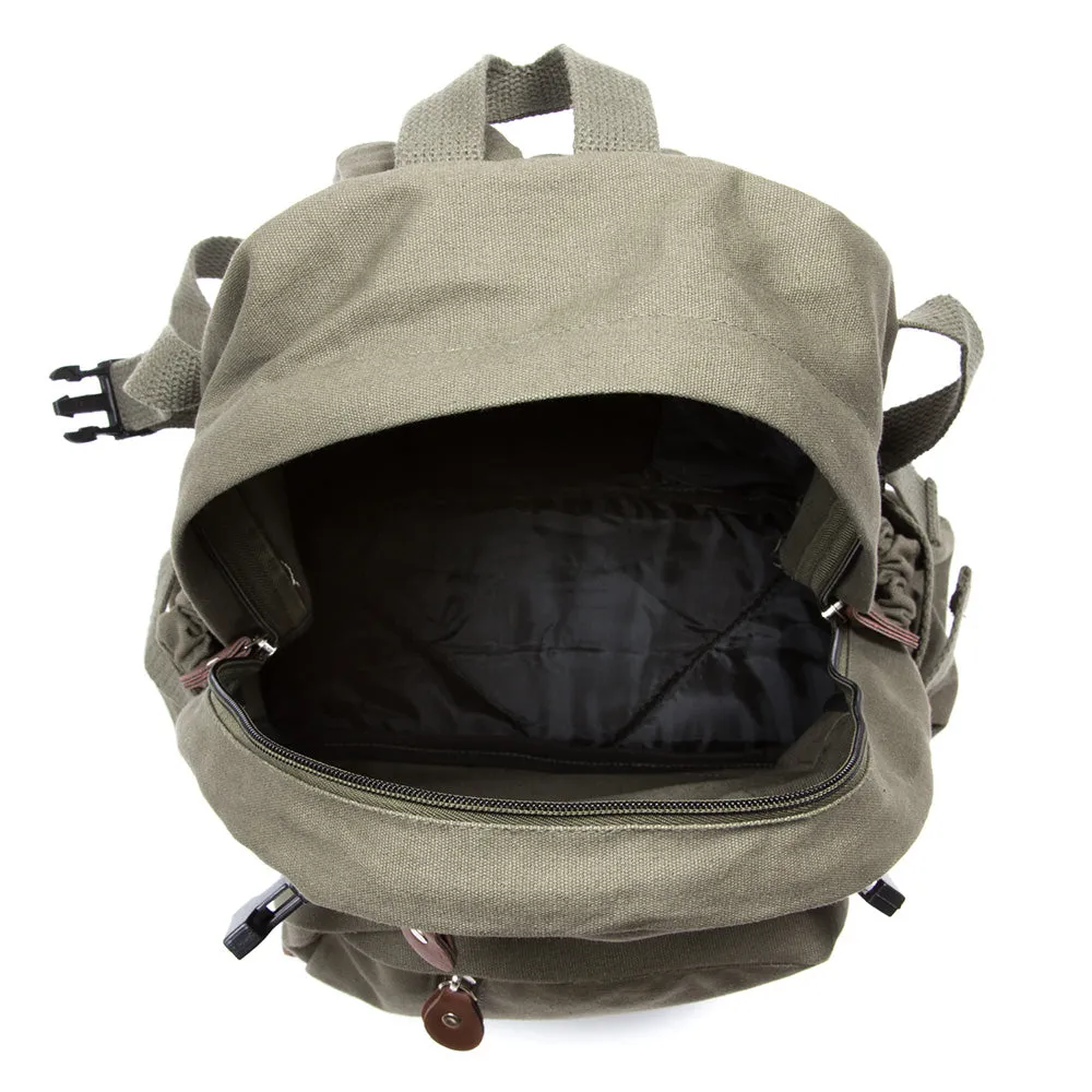 Kitty Cat Ears Whiskers Face Vintage Style Canvas Backpack Cute School Book Bag