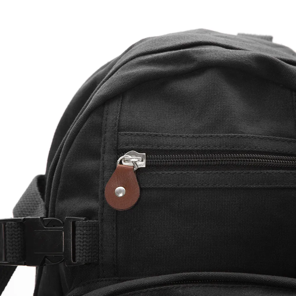 Kitty Cat Ears Whiskers Face Vintage Style Canvas Backpack Cute School Book Bag