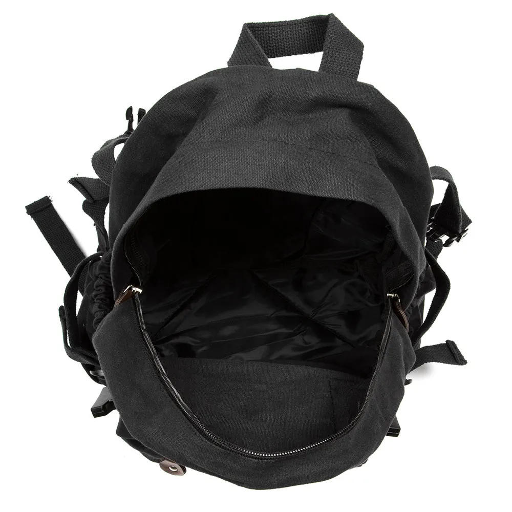 Kitty Cat Ears Whiskers Face Vintage Style Canvas Backpack Cute School Book Bag
