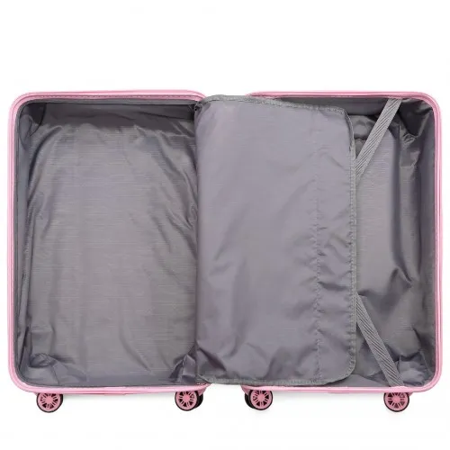Kono Lightweight Hard Shell ABS Suitcase Set with TSA Lock & Vanity Case - Pink