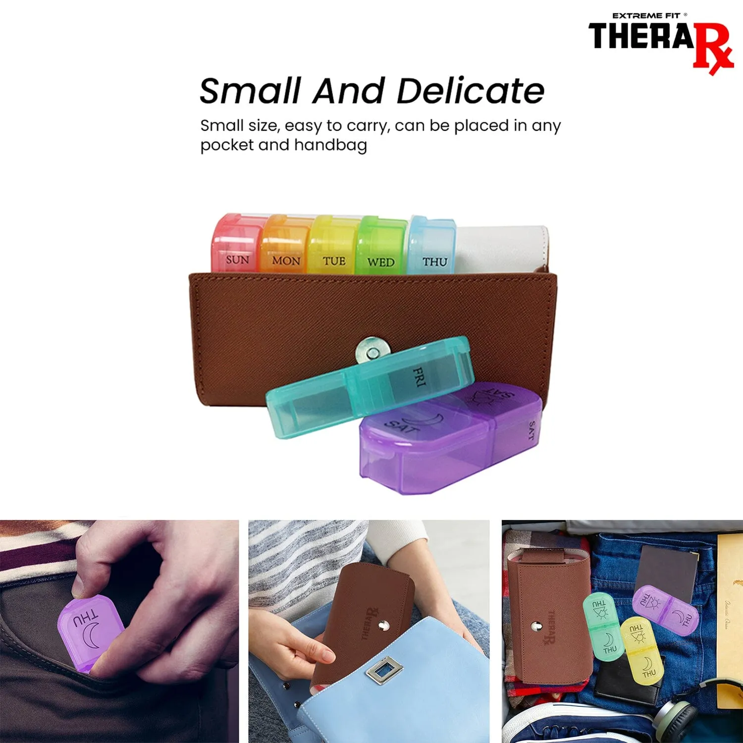 Large Daily Pill Box Medicine Organizer with PU Leather Case