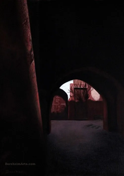 Light in the Tunnel Marrakesh Morocco Exhibition Pastel Art