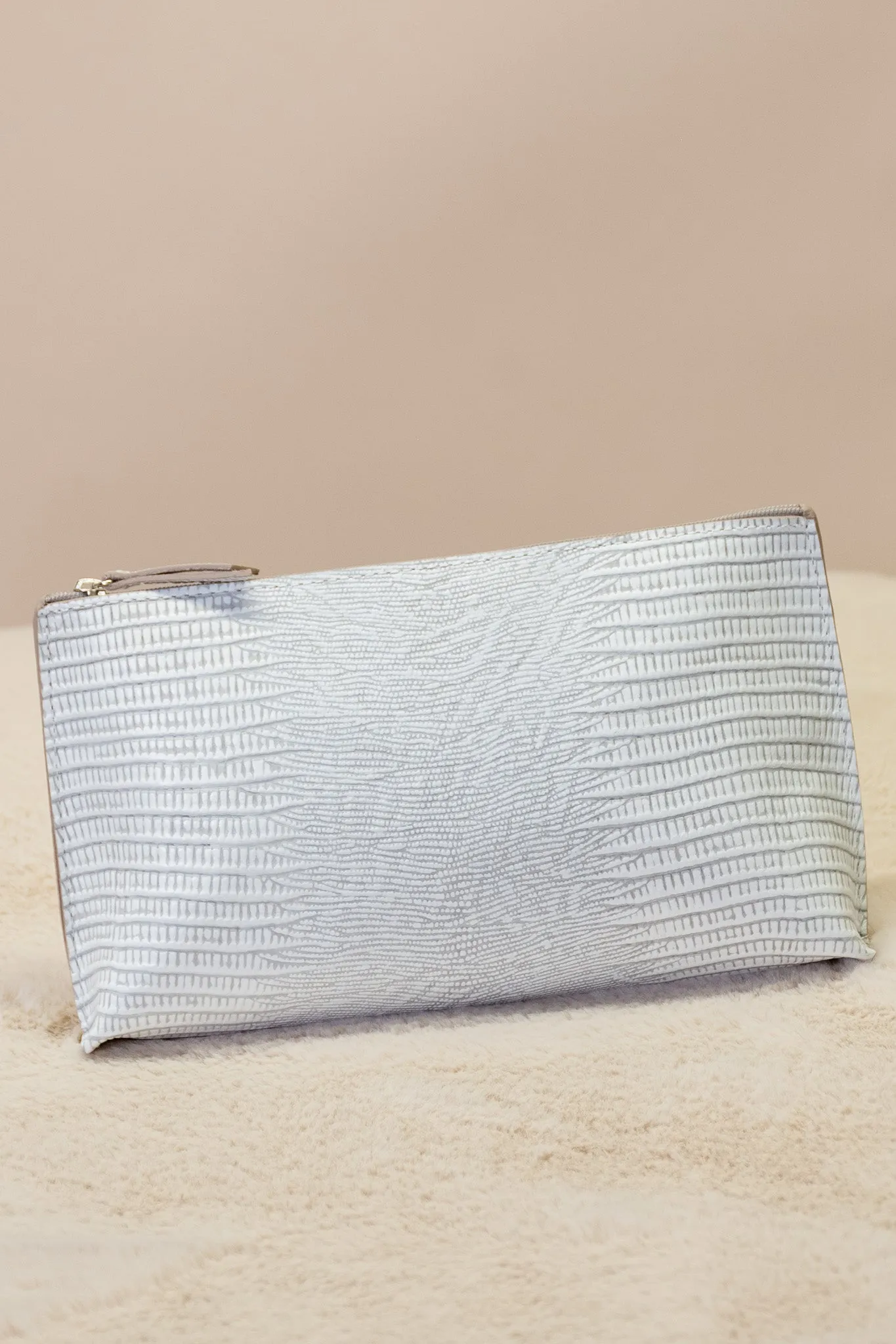 Lizard-Embossed Essential Pouch
