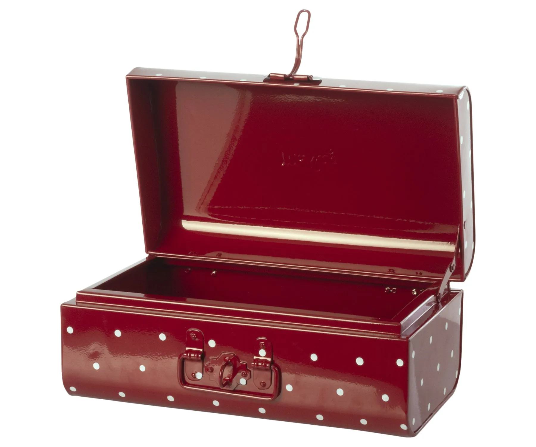 Maileg Small  Metal Storage Suitcase, Red with Dots
