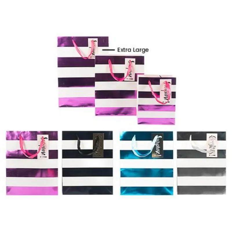 Metallic Stripe XL Gift Bag - 30cm x 42cm x 12cm