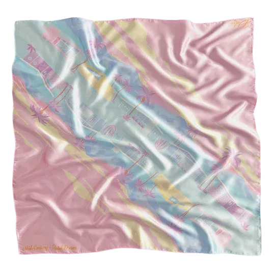 Mid-Century Pastel Dream' Satin Scarf