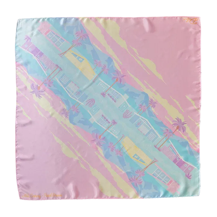Mid-Century Pastel Dream' Satin Scarf