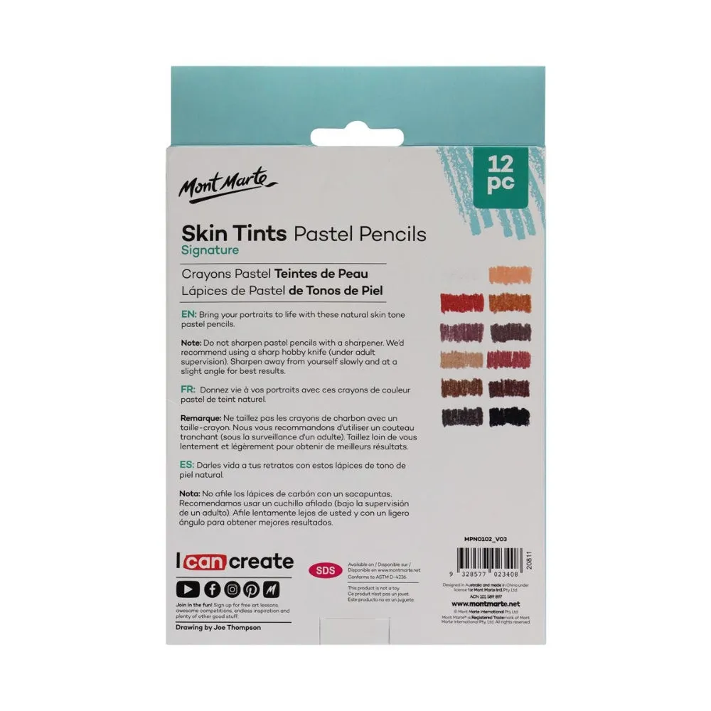 MONT MARTE SKIN TINTS PASTEL PENCILS 12PC SET