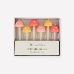 Mushroom Birthday Candles x 6