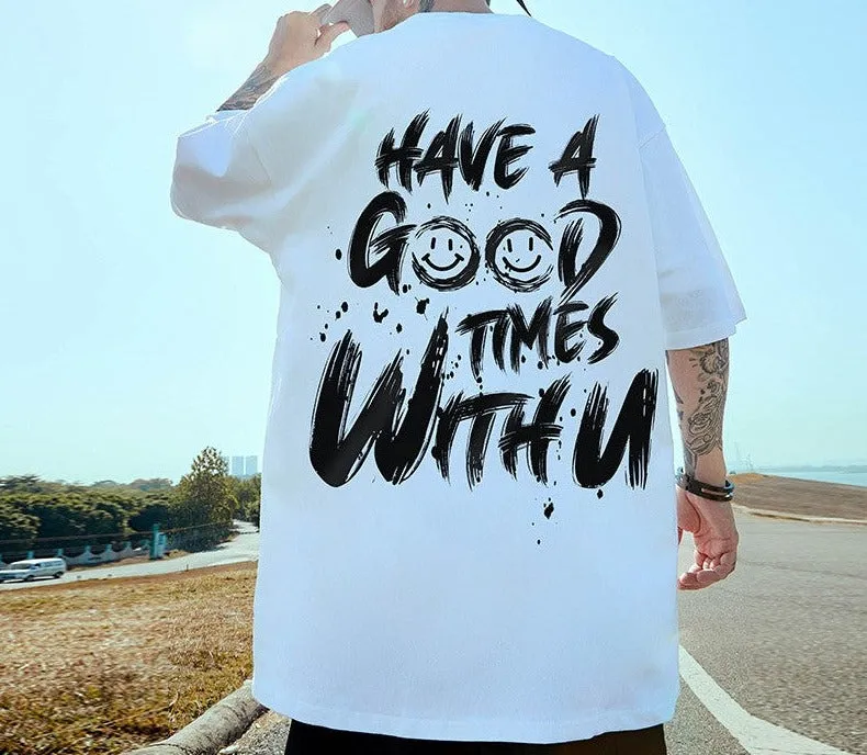 Oversize Unisex Short sleeved Men's Loose Pure Cotton Heavyweight T-shirt