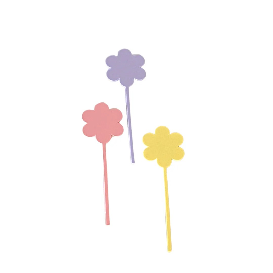 Pastel Daisy Acrylic Cake Toppers - Set of 3
