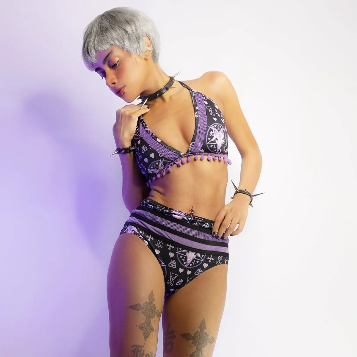 Pastel Goat Baphomet Pom Pom Bikini