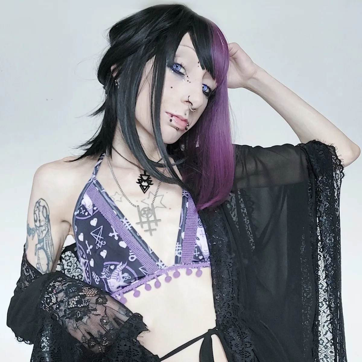 Pastel Goat Baphomet Pom Pom Bikini