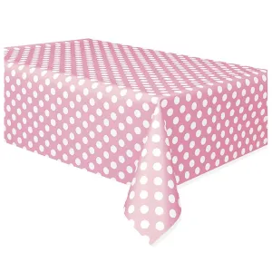 Pastel Pink Dotty Plastic Rectangle Tablecover 137cm x 274cm