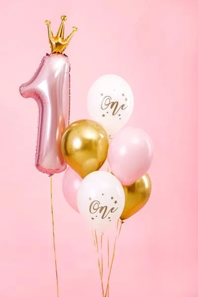 Pastel Pink ONE 1st Birthday Assorted Latex Balloons 12inch x 6