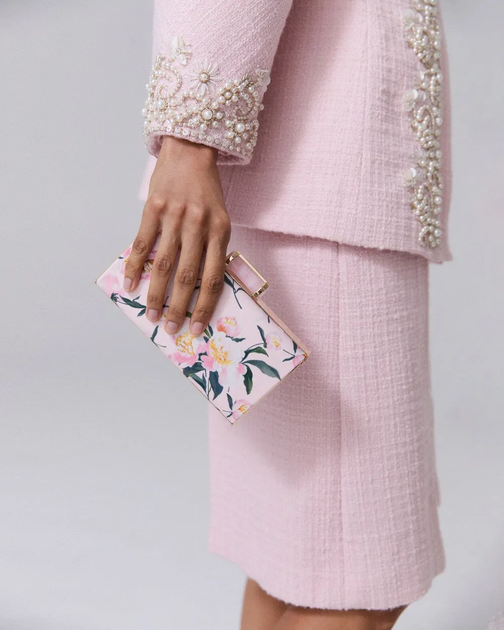 Peony-Print Scala Clutch
