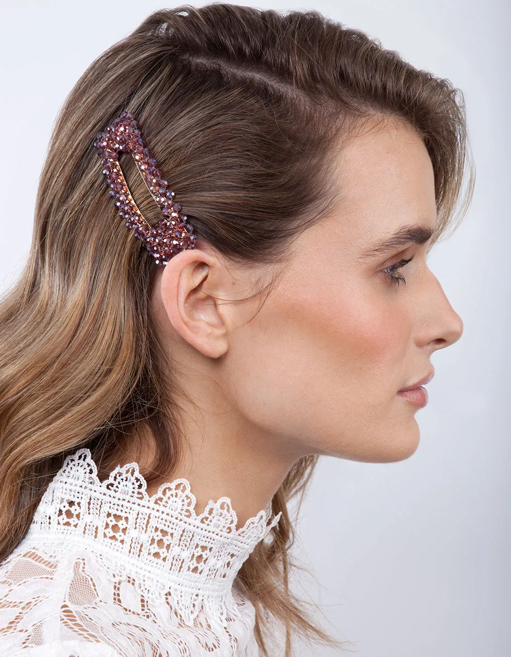 Purple Glass Bead Hair Clip