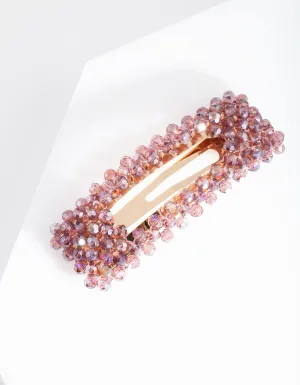 Purple Glass Bead Hair Clip