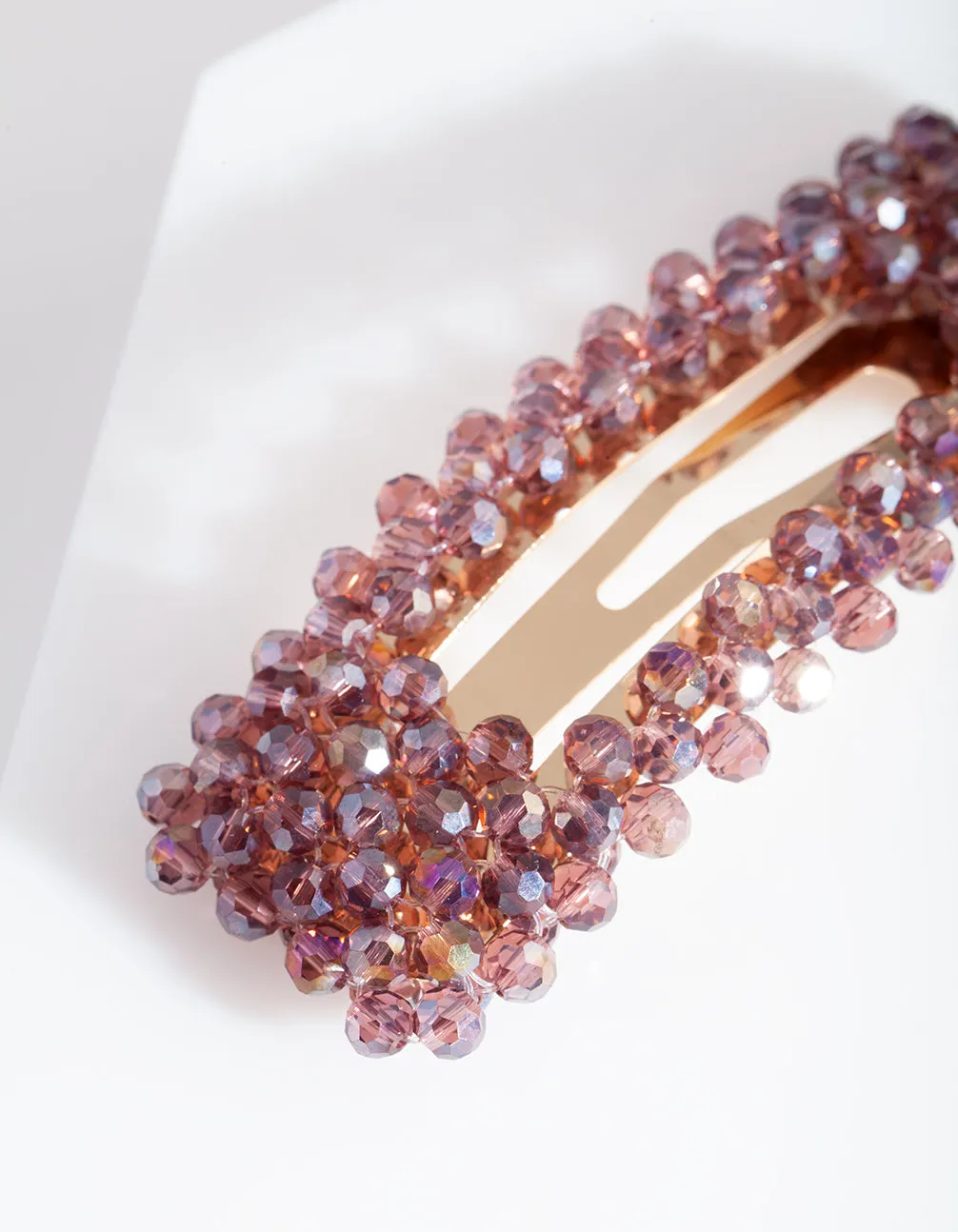 Purple Glass Bead Hair Clip