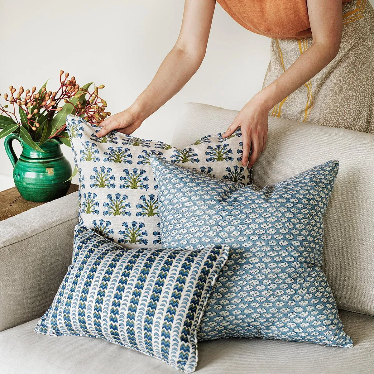 Rambagh Moss Linen Cushion | 30x45cm
