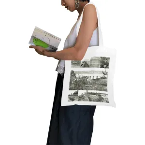 Rangitoto Island Black and White Cotton Canvas Tote Bag (Worldwide Shipping)