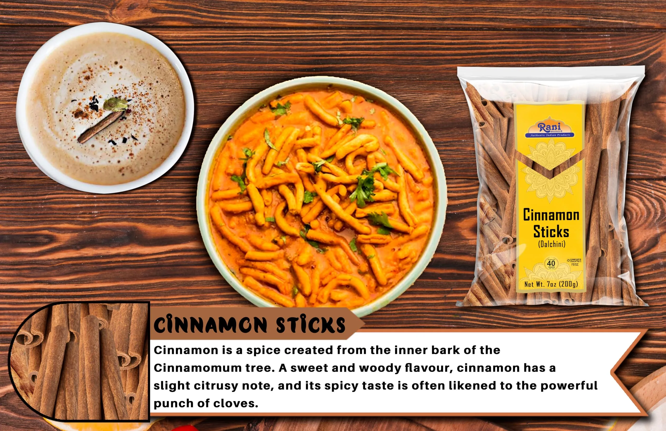 Rani Cinnamon Sticks 7oz (200g) - 36-44 Sticks - Strong Aroma, Perfect for Baking, Cooking & Beverages | 3  Inches Length - Cassia Saigon Cinnamon from Vietnam | Kosher