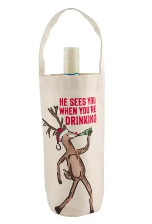 Reindeer Drinking Wine Bag