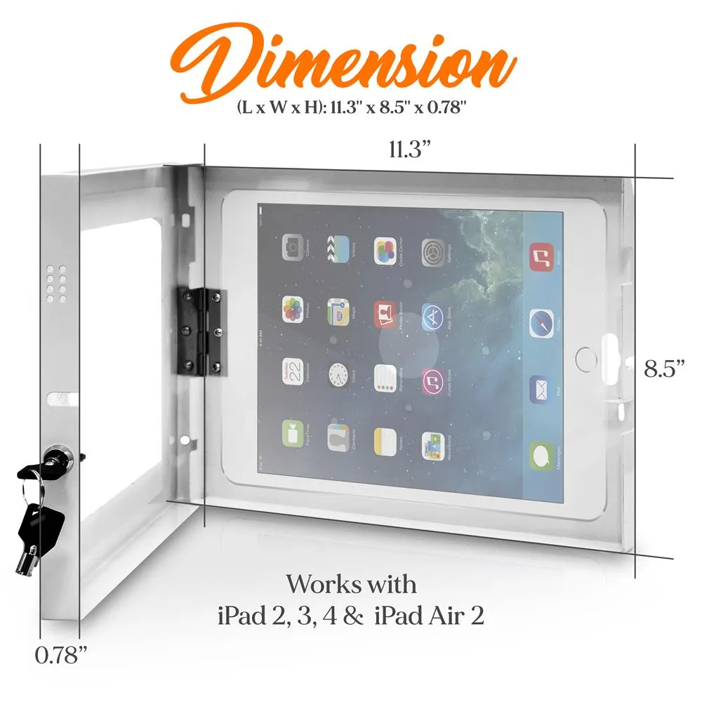 Security Anti-Theft Ipad Wall Mount, Lock & Key Public Display Safe Lock & Secure Tablet Device Holder Case, (Works With Ipad 2/3/4/Ipad Air/Ipad Air2)