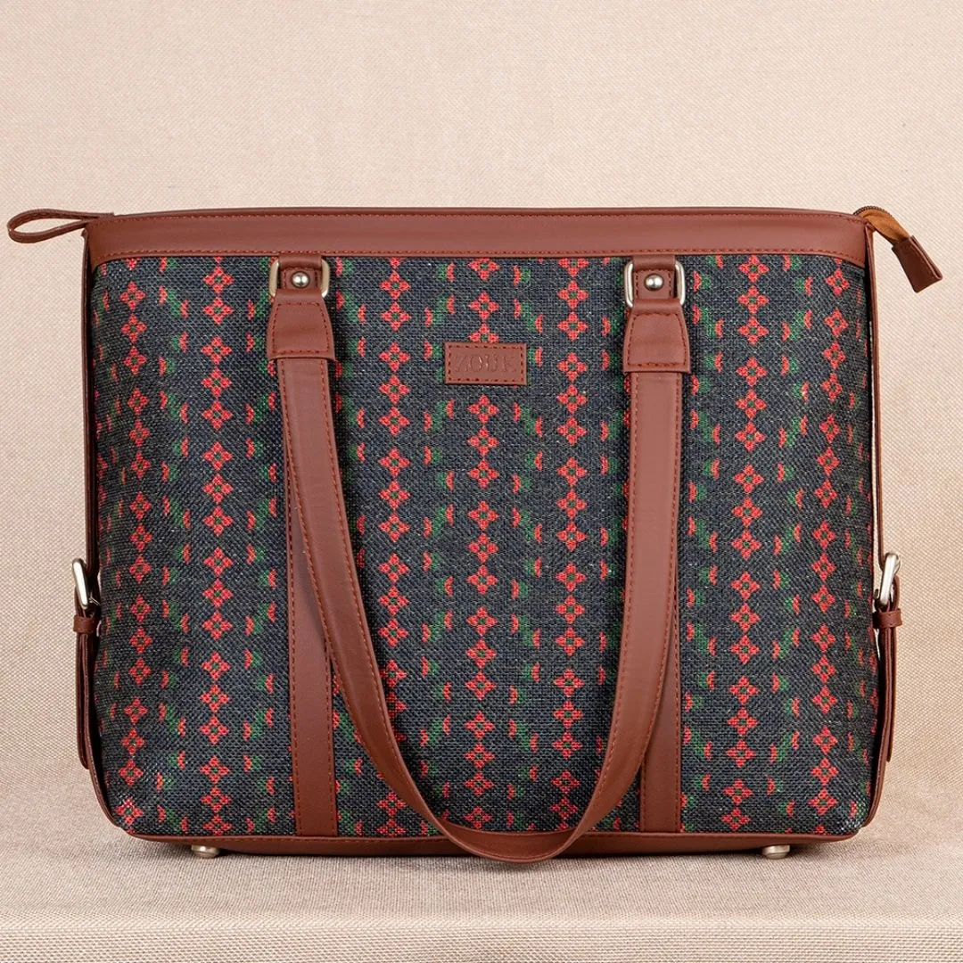 Shobha Niwas Lotus Motif- Office Bag & Chain Wallet Combo