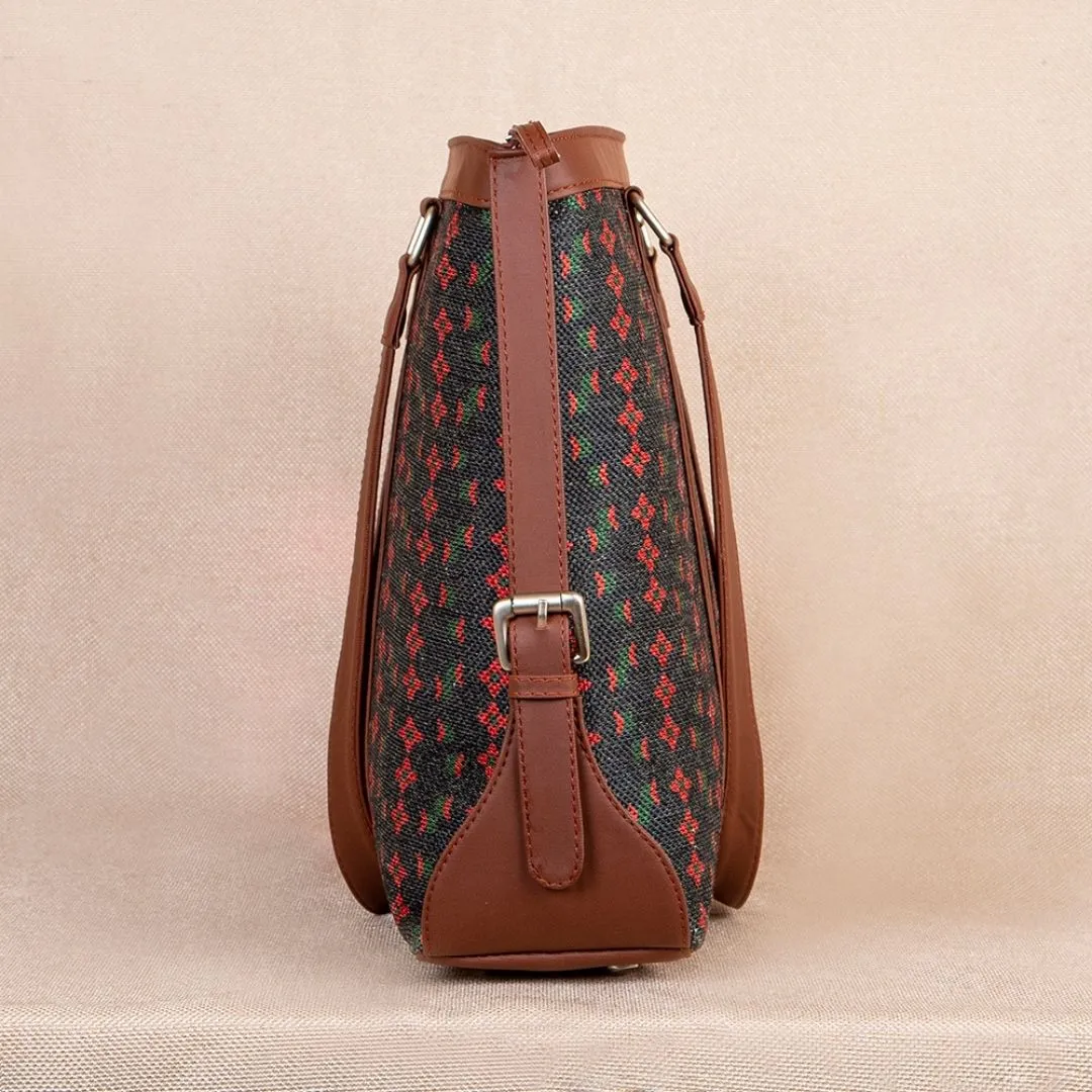 Shobha Niwas Lotus Motif- Office Bag & Chain Wallet Combo