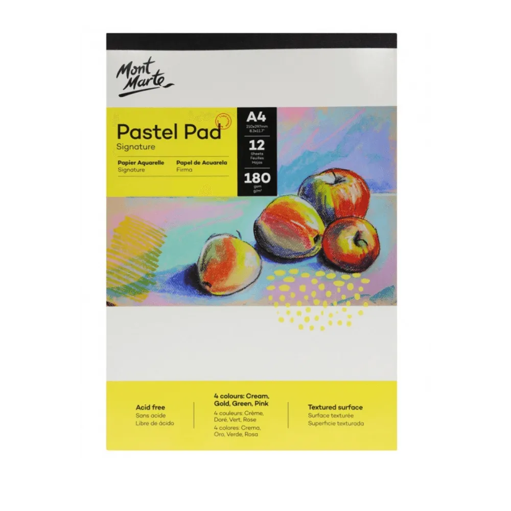 Signature Pastel Pad 4 colours 180gsm 12 Sheet A4 210 x 297mm (8.3 x 11.7in)