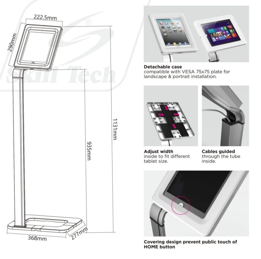 SkillTech Universal Anti-Theft Tablet Floor Stand - SH PAD 02