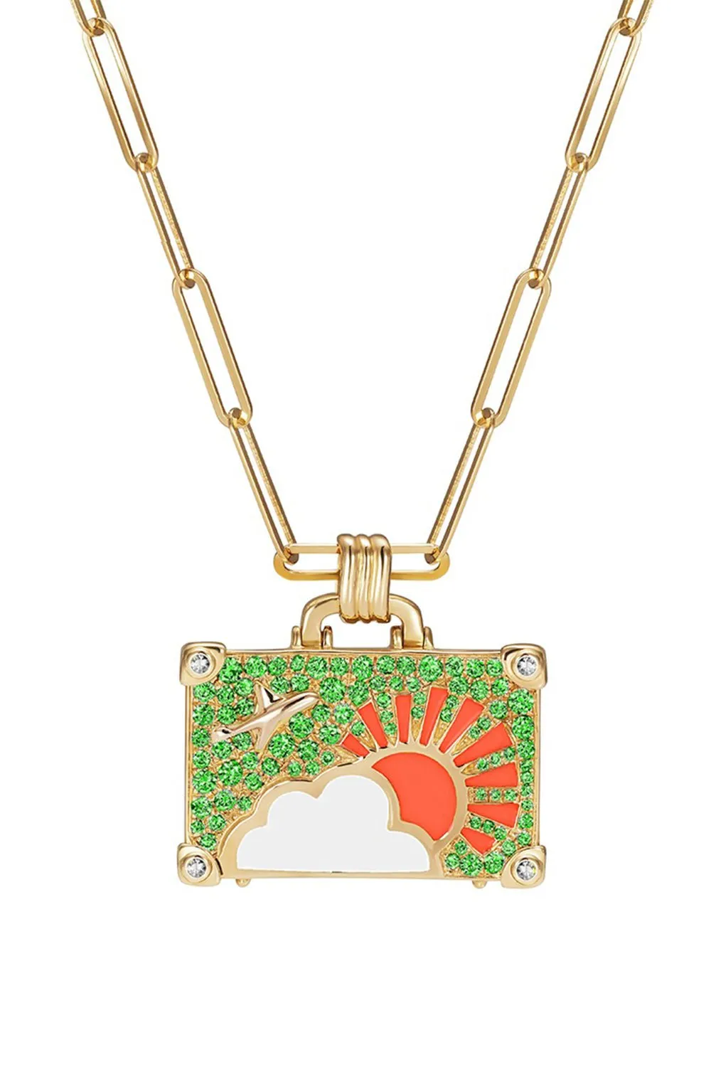 Small Emerald Weekend Trip Suitcase Necklace