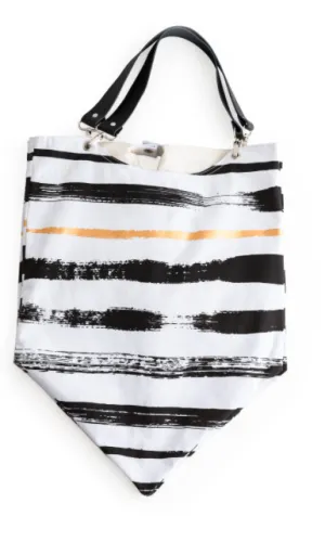Striped Brush Stroke Expandable Tote Bag