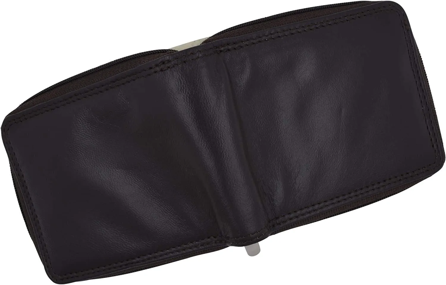 Swiss Marshall Men's Zipper RFID Blocking Premium Leather Zip-Around ID Bifold Wallet (Brown)