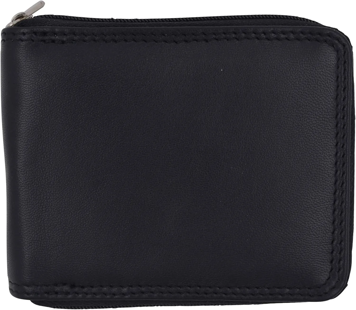 Swiss Marshall Men's Zipper RFID Blocking Premium Leather Zip-Around ID Bifold Wallet (Brown)