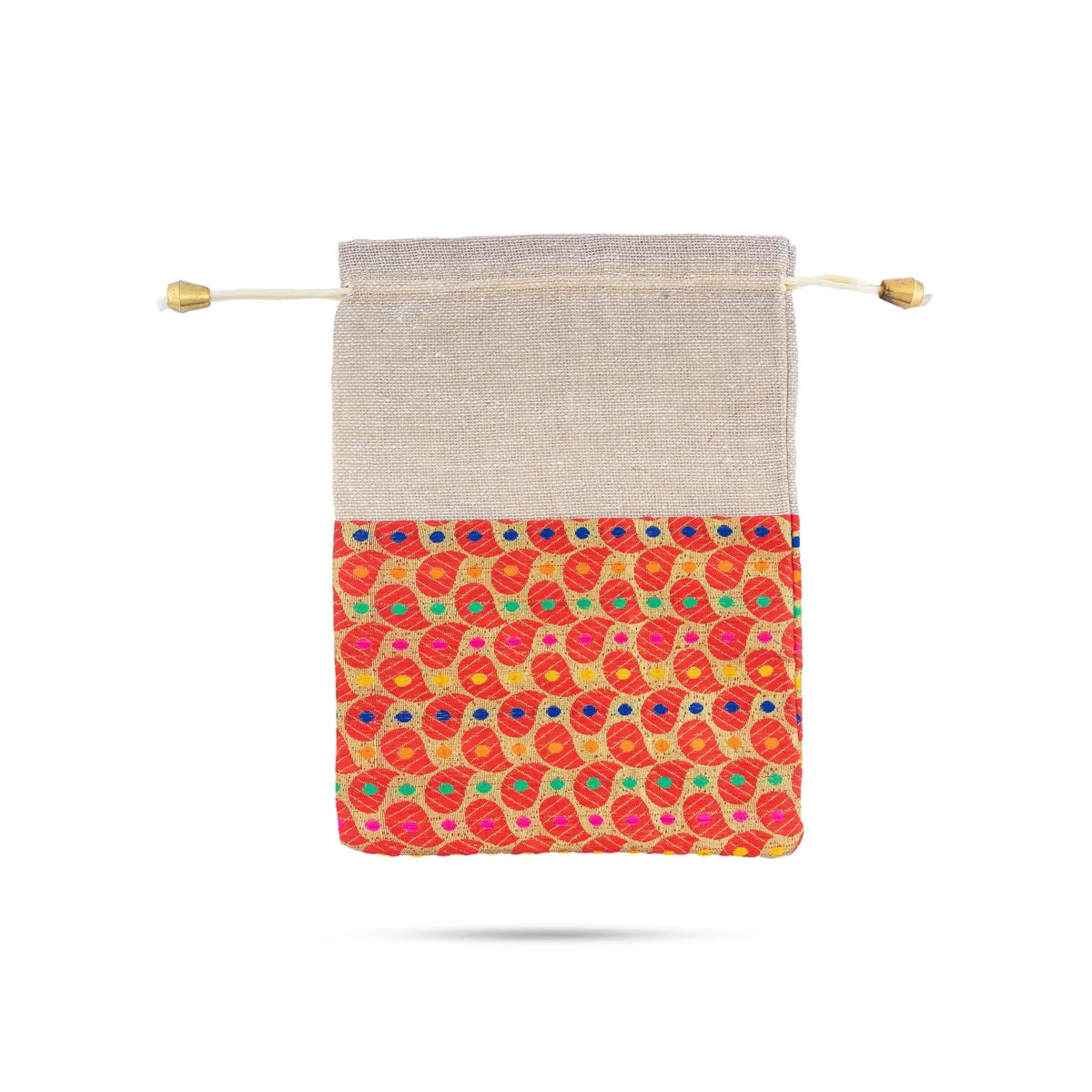 Thamboolam Bag Set - 9 x 7 Inches | 5 Pcs/ Brocade & Jute Material Potli Bag/ Tambula Bag for Wedding/ Assorted Colour