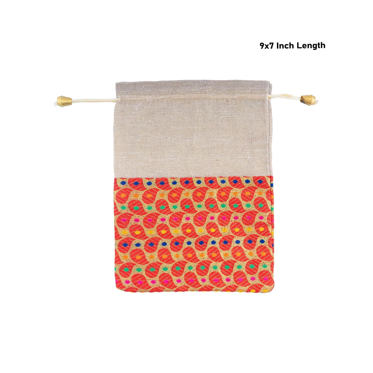 Thamboolam Bag Set - 9 x 7 Inches | 5 Pcs/ Brocade & Jute Material Potli Bag/ Tambula Bag for Wedding/ Assorted Colour