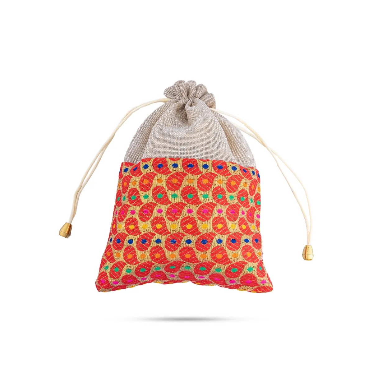 Thamboolam Bag Set - 9 x 7 Inches | 5 Pcs/ Brocade & Jute Material Potli Bag/ Tambula Bag for Wedding/ Assorted Colour