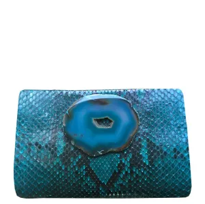 The Turquoise Python & Agate Classic Clutch