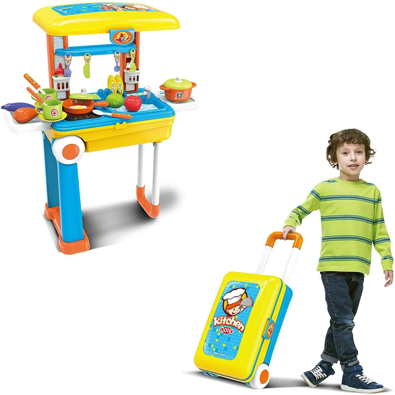 Toy Chef 2-in-1 Pretend Play Travel Set For Kids