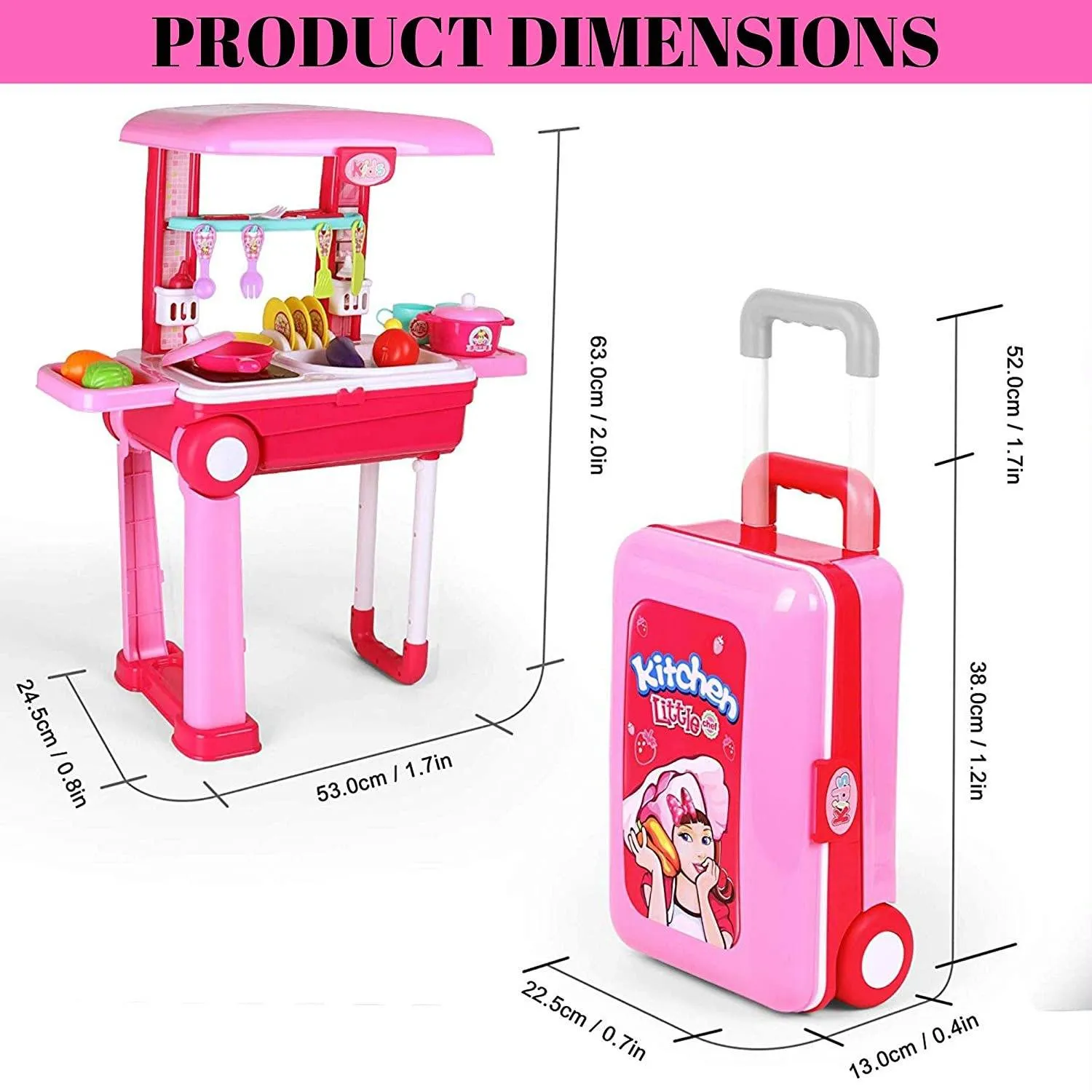 Toy Chef 2-in-1 Pretend Play Travel Set For Kids